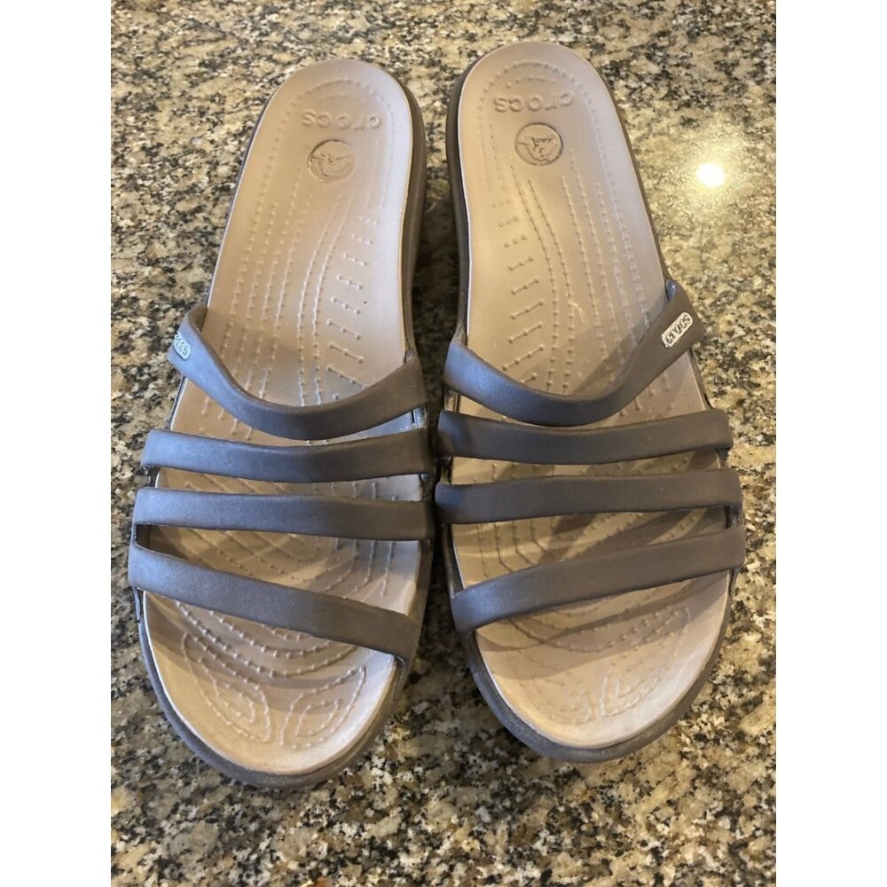 Crocs Rhonda Brown Wedge Slides Size 11